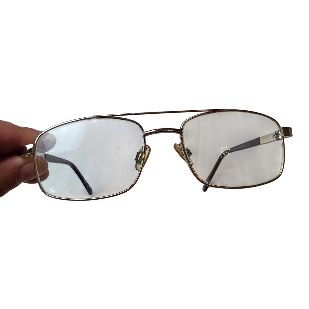 Modern Mission Gold Double Bridge Rectangular Eyeglasses Frames 54-18-140 E1